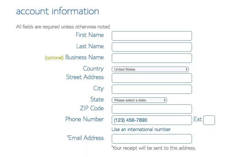 Personal details in Bluehost