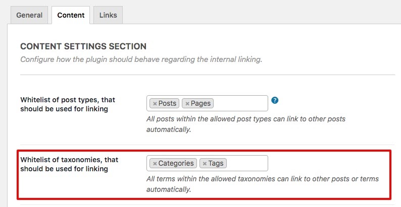 Internal linking your categories and tags